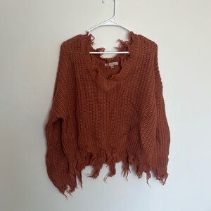 Cute distressed maroon sweater